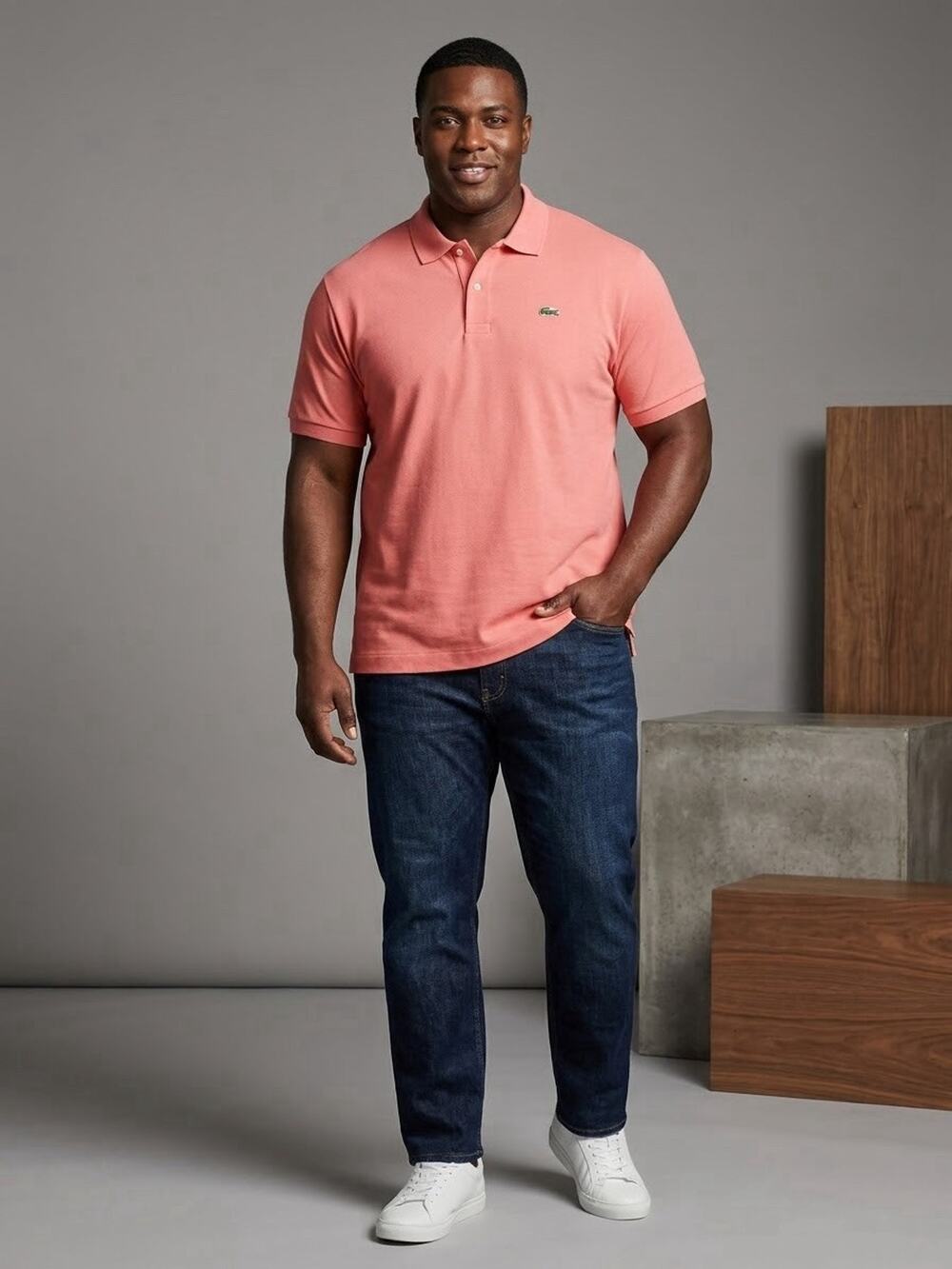 Lacoste Mens Size 8 3XL Pink Coral Short Sleeve Pique Cotton Polo Shirt